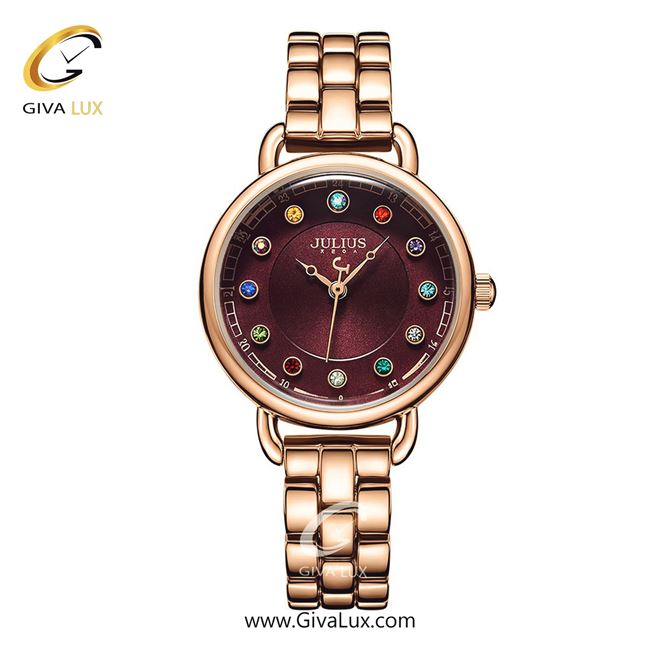 ساعت مچی اورجینال زنانه جولیوس رزگلد | رزگلد| زرشکی| کد رفرنس JA-1088D