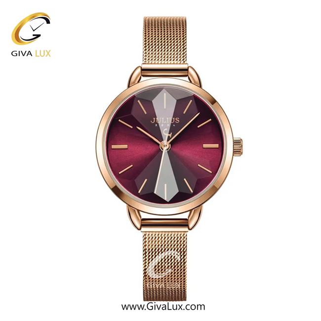 ساعت مچی اورجینال جولیوس زنانه رزگلد | رزگلد | زرشکی | کد رفرنس JA-1128C