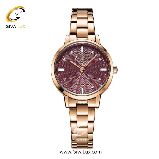 ساعت مچی اورجینال زنانه جولیوس رزگلد | رزگلد| زرشکی| کد رفرنس JA-1167C