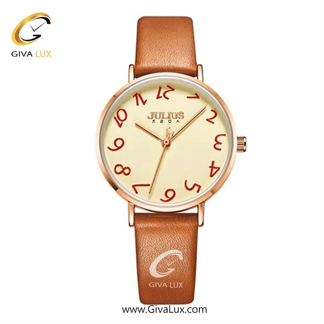 ساعت مچی اورجینال زنانه جولیوس رزگلد | عسلی| کرم| کد رفرنس JA-1170B