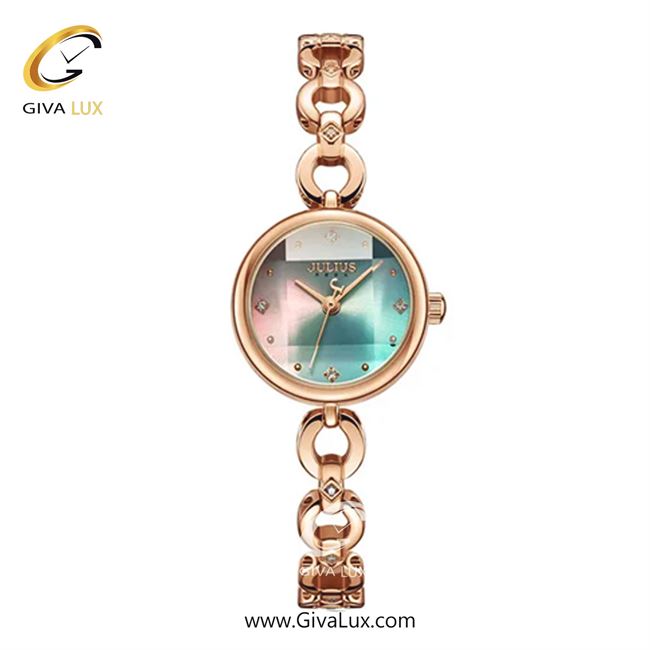 ساعت مچی اورجینال زنانه جولیوس رزگلد | رزگلد| صورتی-سبزآبی| کد رفرنس JA-1171B
