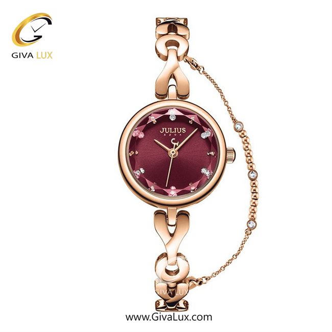 ساعت مچی اورجینال جولیوس زنانه رزگلد | رزگلد | زرشکی | کد رفرنس JA-1175C