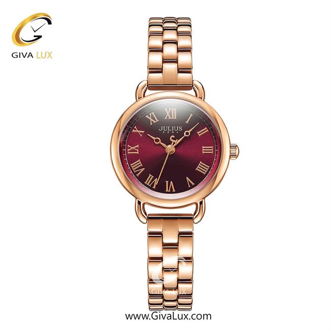 ساعت مچی اورجینال زنانه جولیوس رزگلد | رزگلد| زرشکی| کد رفرنس JA-1186B