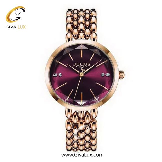 ساعت مچی اورجینال جولیوس زنانه طلایی | طلایی | زرشکی | کد رفرنس JA-1193C