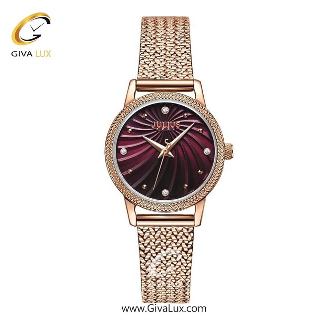 ساعت مچی اورجینال زنانه جولیوس رزگلد | رزگلد| زرشکی| کد رفرنس JA-1219C