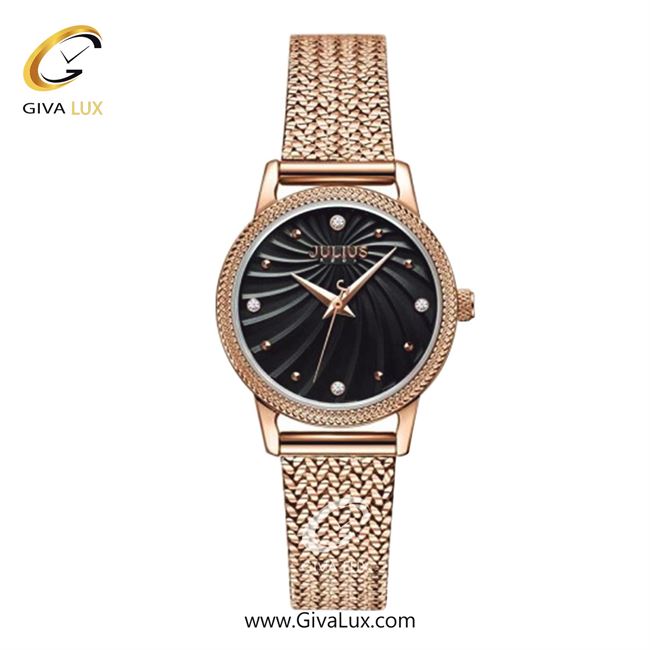 ساعت مچی اورجینال زنانه جولیوس رزگلد | رزگلد| مشکی| کد رفرنس JA-1219D