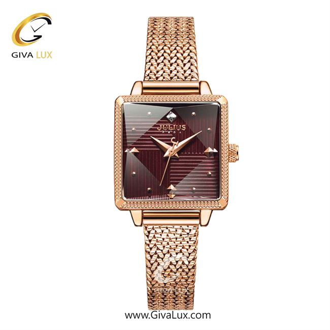 ساعت مچی اورجینال جولیوس زنانه رزگلد | رزگلد | زرشکی | کد رفرنس JA-1220C