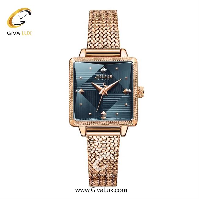 ساعت مچی اورجینال جولیوس زنانه رزگلد | رزگلد | آبی | کد رفرنس JA-1220D