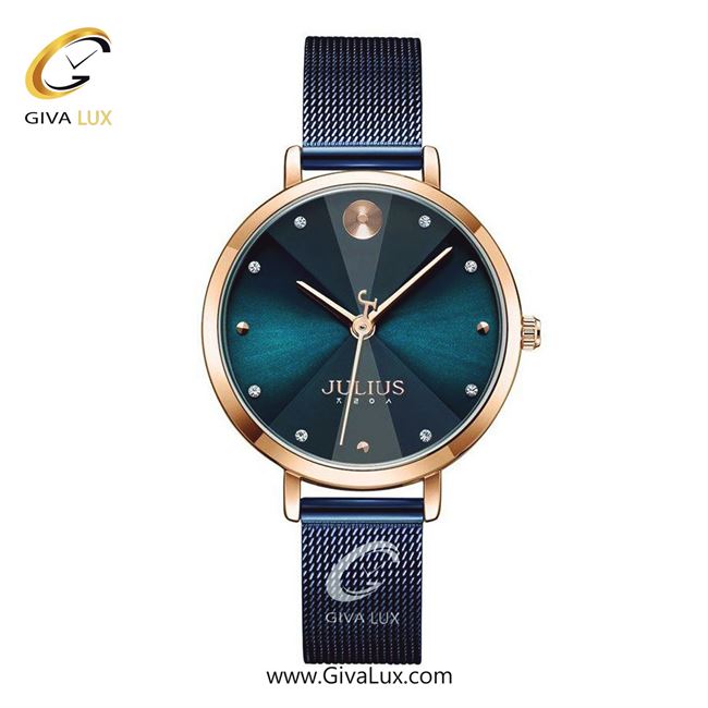 ساعت مچی اورجینال زنانه جولیوس طلایی | سرمه ای| سرمه ای| کد رفرنس JA-1222C
