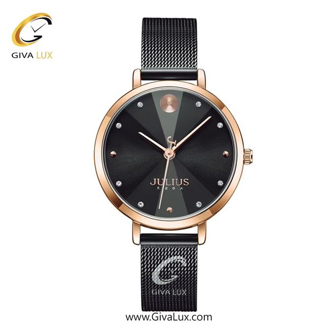 ساعت مچی اورجینال جولیوس زنانه طلایی | مشکی | مشکی | کد رفرنس JA-1222D