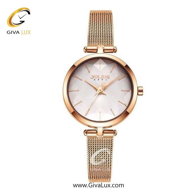 ساعت مچی اورجینال زنانه جولیوس رزگلد | رزگلد| سفید صدفی| کد رفرنس JA-1225A