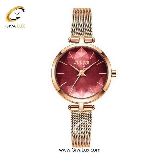 ساعت مچی اورجینال زنانه جولیوس رزگلد | رزگلد| قرمز| کد رفرنس JA-1225B