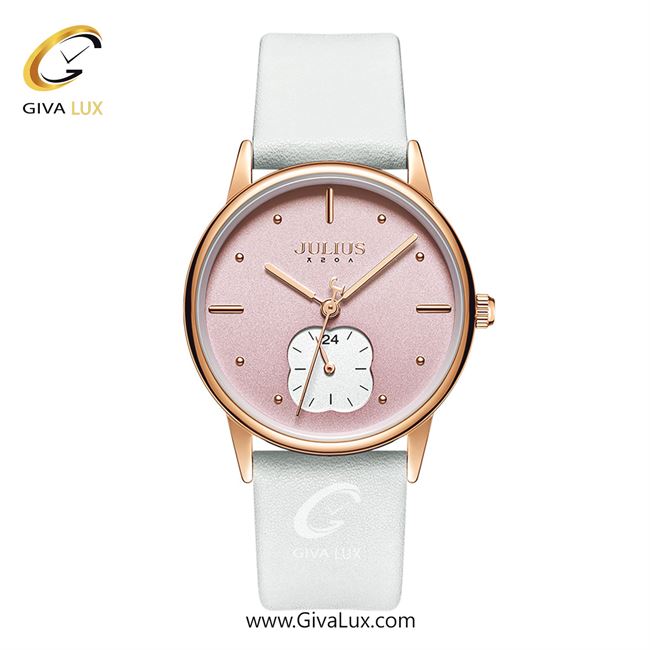ساعت مچی اورجینال جولیوس زنانه رزگلد | سفید | صورتی | کد رفرنس JA-1244B