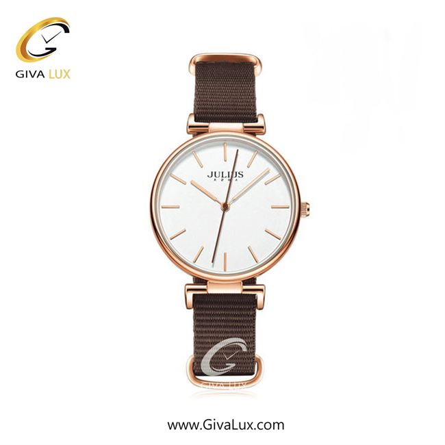 ساعت مچی اورجینال زنانه جولیوس رزگلد | قهوه ای| سفید| کد رفرنس JA-1245C