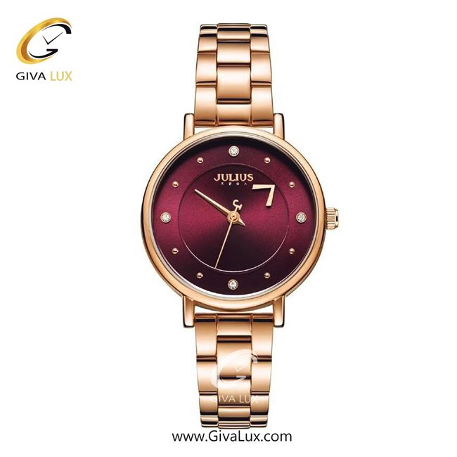 ساعت مچی اورجینال زنانه جولیوس رزگلد | رزگلد| زرشکی| کد رفرنس JA-1248C