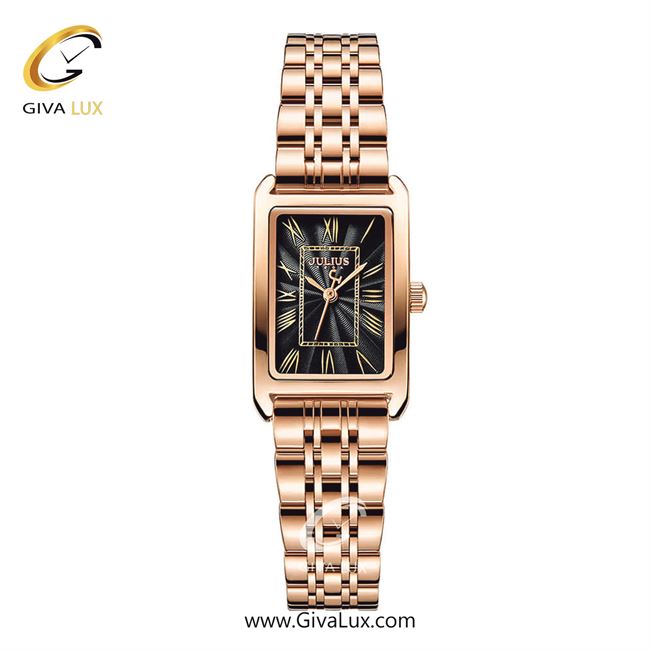 ساعت مچی اورجینال زنانه جولیوس رزگلد | رزگلد| مشکی| کد رفرنس JA-1252D