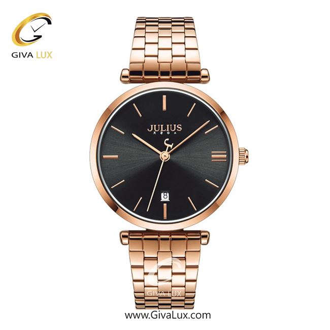 ساعت مچی اورجینال جولیوس مردانه رزگلد | رزگلد | مشکی | کد رفرنس JA-1260MC