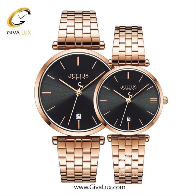 ساعت مچی اورجینال جولیوس ست رزگلد | رزگلد | مشکی | کد رفرنس JA-1260SET