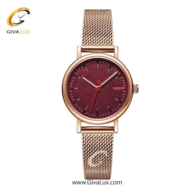 ساعت مچی اورجینال جولیوس زنانه رزگلد | رزگلد | زرشکی | کد رفرنس JA-1261C