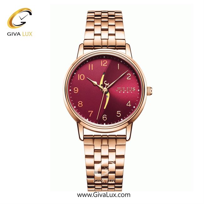 ساعت مچی اورجینال جولیوس زنانه رزگلد | رزگلد | قرمز | کد رفرنس JA-1265LC