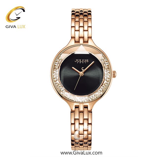 ساعت مچی اورجینال جولیوس زنانه رزگلد | رزگلد | مشکی | کد رفرنس JA-1272D