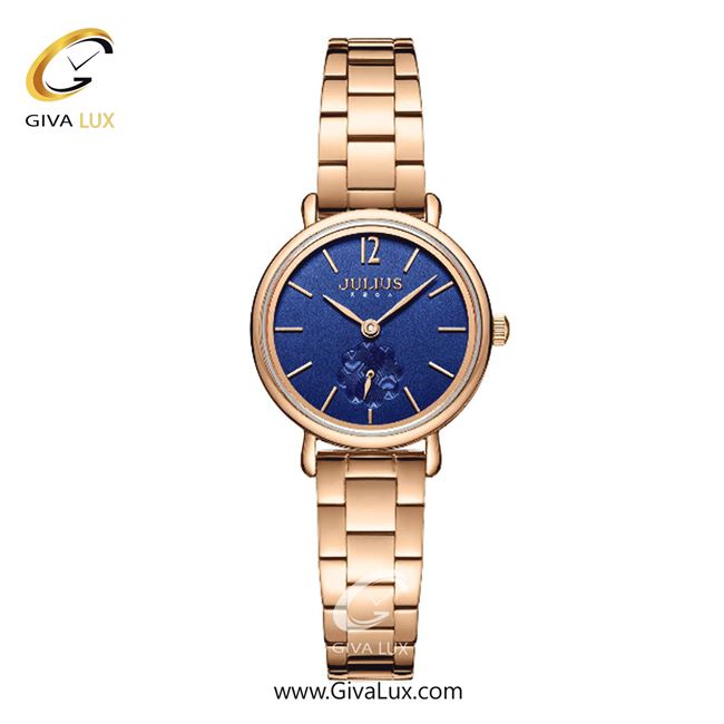 ساعت مچی اورجینال جولیوس زنانه رزگلد | رزگلد | آبی | کد رفرنس JA-1277D