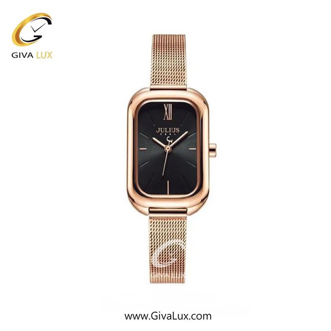 ساعت مچی اورجینال زنانه جولیوس رزگلد | رزگلد| مشکی| کد رفرنس JA-1281D
