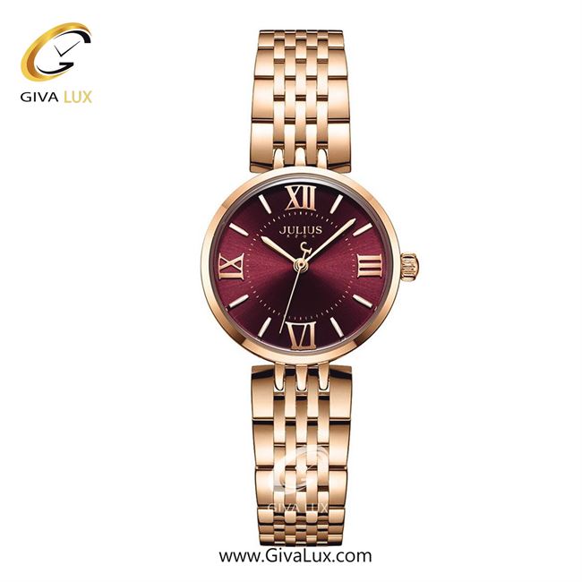 ساعت مچی اورجینال زنانه جولیوس رزگلد | رزگلد| زرشکی| کد رفرنس JA-1282B