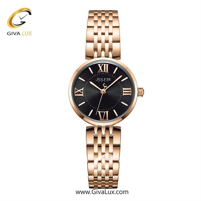ساعت مچی اورجینال زنانه جولیوس رزگلد | رزگلد| مشکی| کد رفرنس JA-1282D