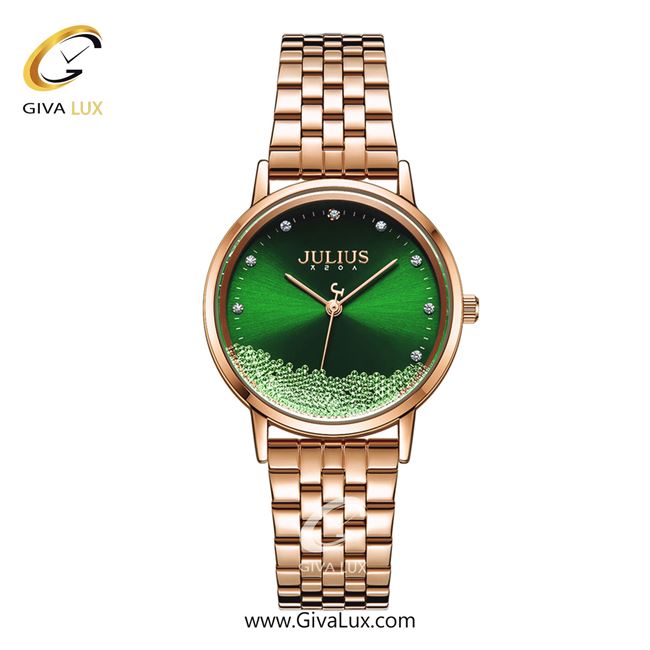 ساعت مچی اورجینال زنانه جولیوس رزگلد | رزگلد| سبز یشمی تیره| کد رفرنس JA-1283B