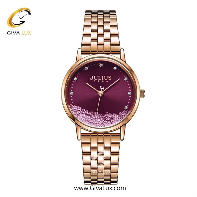 ساعت مچی اورجینال زنانه جولیوس رزگلد | رزگلد| زرشکی| کد رفرنس JA-1283D