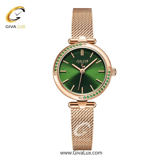 ساعت مچی اورجینال زنانه جولیوس رزگلد | رزگلد| سبز یشمی تیره| کد رفرنس JA-1284B