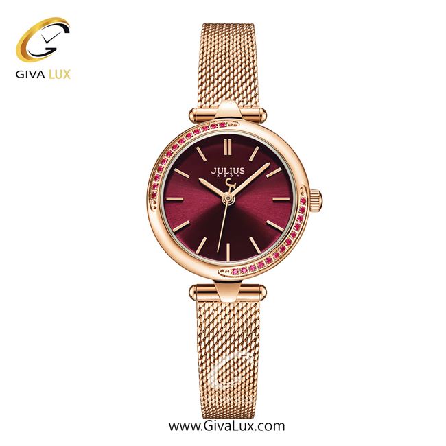 ساعت مچی اورجینال جولیوس زنانه رزگلد | رزگلد | قرمز | کد رفرنس JA-1284C