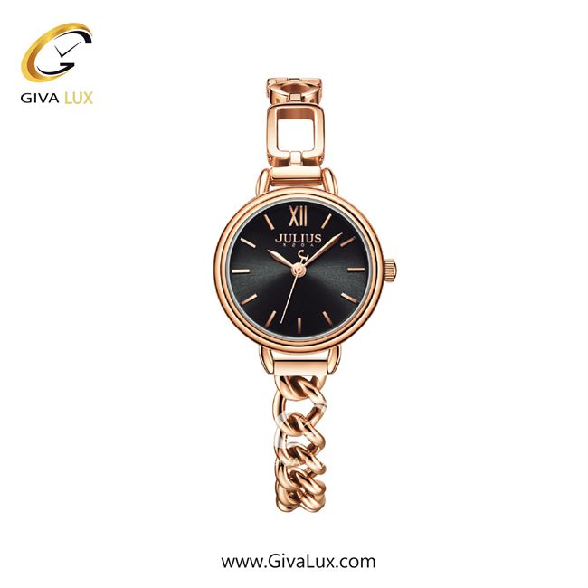 ساعت مچی اورجینال زنانه جولیوس رزگلد | رزگلد| مشکی| کد رفرنس JA-1290D
