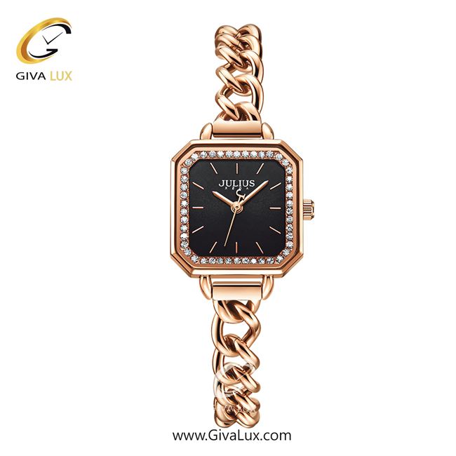 ساعت مچی اورجینال جولیوس زنانه رزگلد | رزگلد | مشکی | کد رفرنس JA-1292D