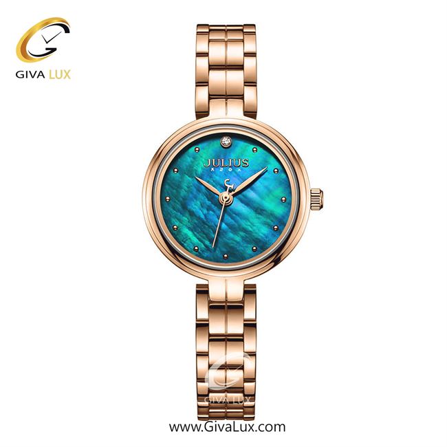 ساعت مچی اورجینال جولیوس زنانه رزگلد | رزگلد | آبی | کد رفرنس JA-1294B