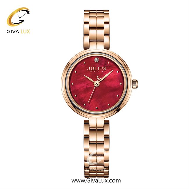 ساعت مچی اورجینال جولیوس زنانه رزگلد | رزگلد | قرمز | کد رفرنس JA-1294C