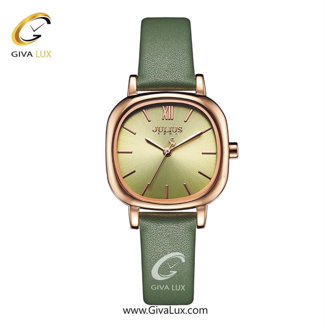 ساعت مچی اورجینال جولیوس زنانه رزگلد | سبز | زیتونی | کد رفرنس JA-1296C