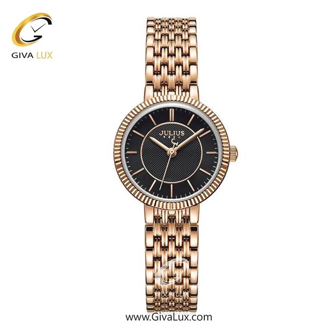 ساعت مچی اورجینال جولیوس زنانه رزگلد | رزگلد | مشکی | کد رفرنس JA-1302D