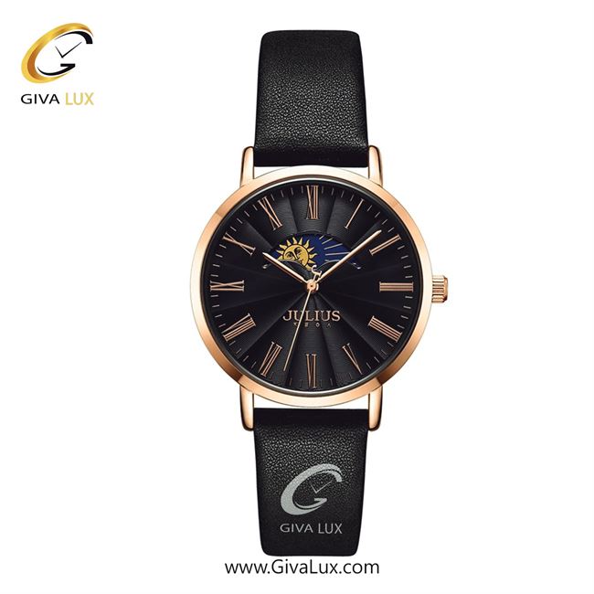 ساعت مچی اورجینال جولیوس زنانه رزگلد | مشکی | مشکی | کد رفرنس JA-1308LD