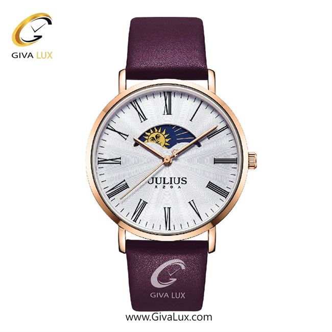 ساعت مچی اورجینال مردانه جولیوس رزگلد | بنفش-زرشکی| سفید| کد رفرنس JA-1308MB
