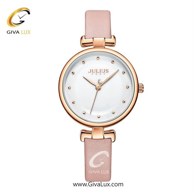 ساعت مچی اورجینال جولیوس زنانه رزگلد | صورتی | سفید | کد رفرنس JA-1313A