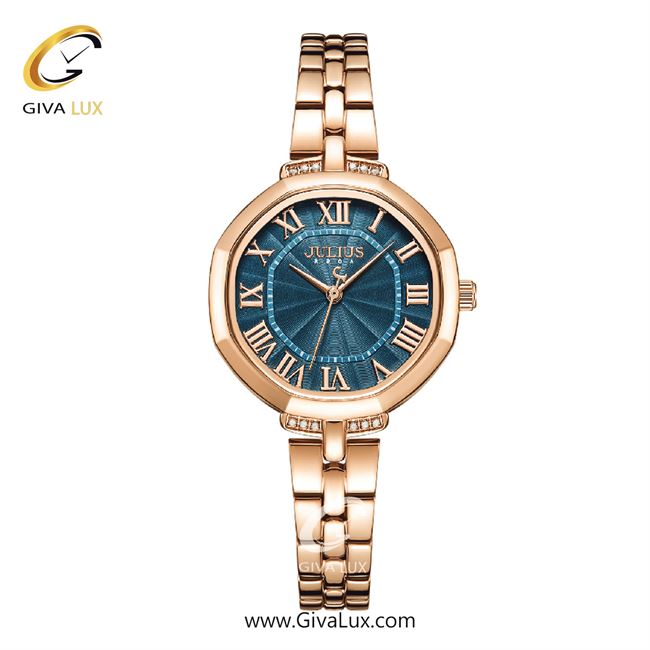 ساعت مچی اورجینال زنانه جولیوس رزگلد | رزگلد| سبزآبی| کد رفرنس JA-1323B