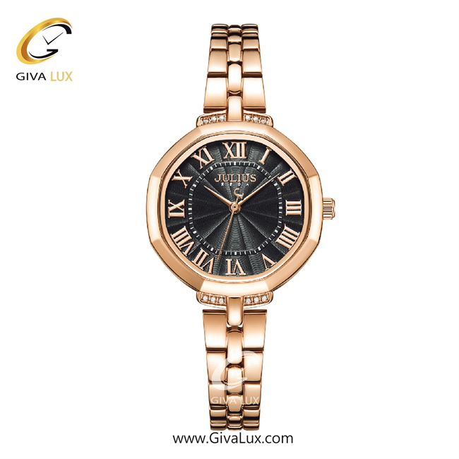 ساعت مچی اورجینال زنانه جولیوس رزگلد | رزگلد| مشکی| کد رفرنس JA-1323D