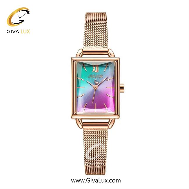 ساعت مچی اورجینال زنانه جولیوس آبی-صورتی | رزگلد| رزگلد| کد رفرنس JA-1329B