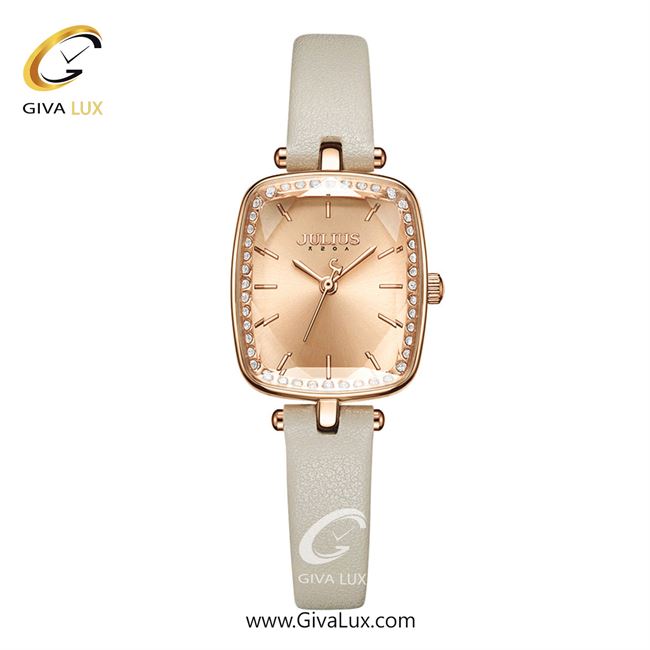 ساعت مچی اورجینال جولیوس زنانه رزگلد | خاکی | طلایی | کد رفرنس JA-1341B