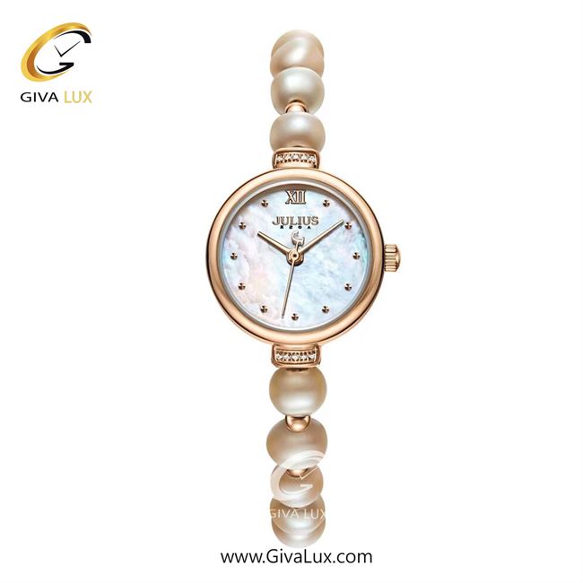 ساعت مچی اورجینال زنانه جولیوس رزگلد | رزگلد-سفید صدفی| هفت رنگ| کد رفرنس JA-1346B