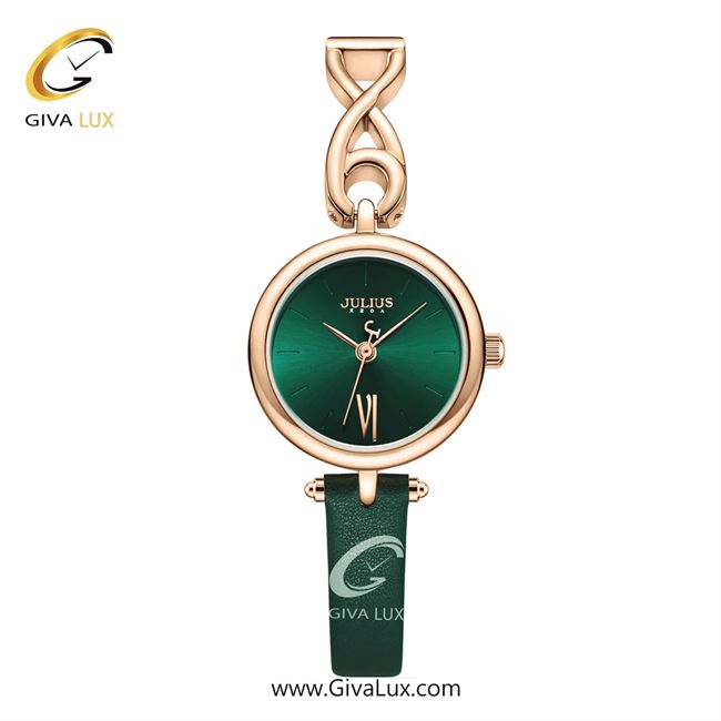 ساعت مچی اورجینال زنانه جولیوس رزگلد | رزگلد-سبز| سبز یشمی تیره| کد رفرنس JA-1351C