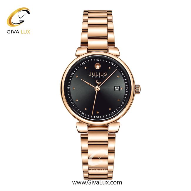 ساعت مچی اورجینال جولیوس زنانه رزگلد | رزگلد | مشکی | کد رفرنس JA-1361D