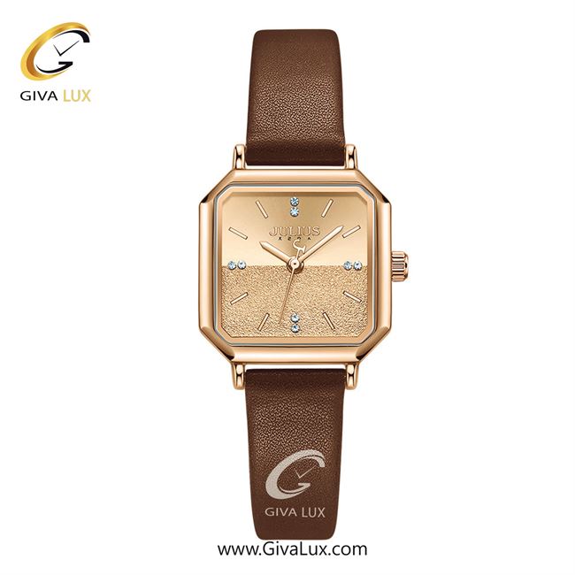 ساعت مچی اورجینال جولیوس زنانه طلایی | قهوه ای | طلایی | کد رفرنس JA-1370B